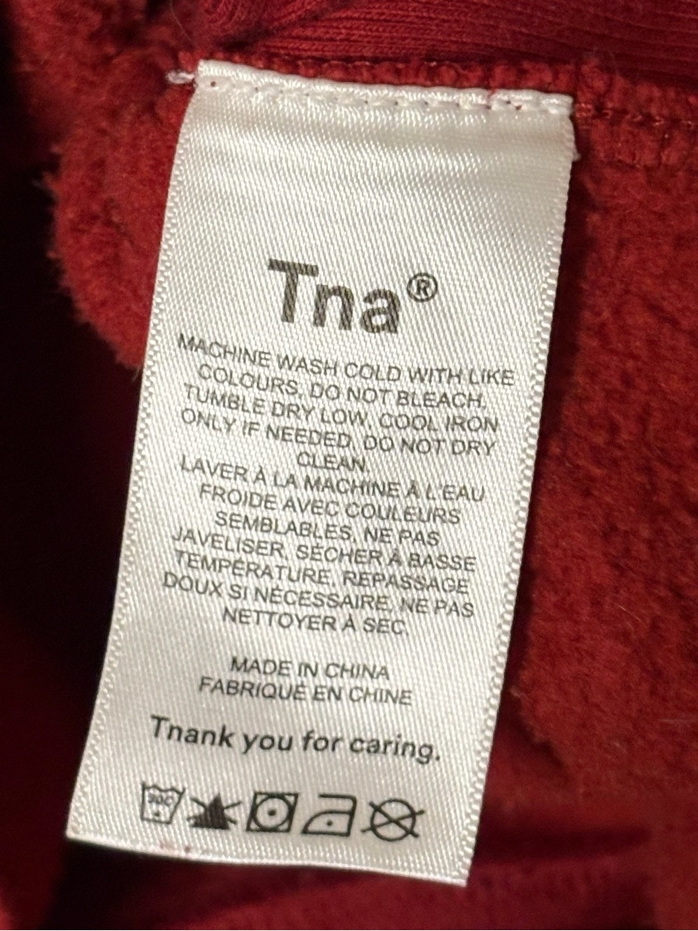 TNA Airy Fleece Women's Red Pullover Hoodie Sweatshirt Size 1 XS Oversized Boxy - Picture 5 of 7